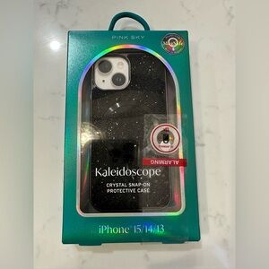 NWT Black crystal Apple iPhone 13 14 15 iphone case kaleidoscope glitter